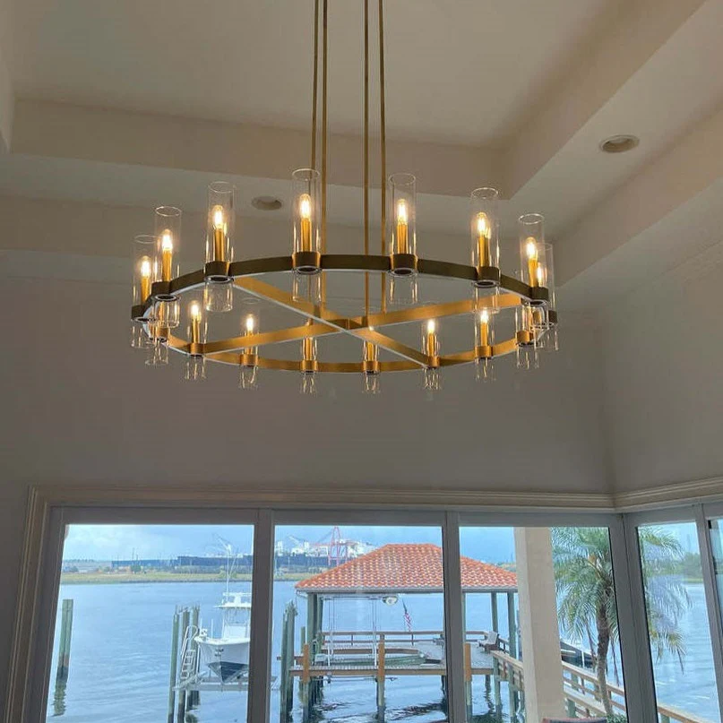 Lavefz Round Blown Glass Chandelier 36"
