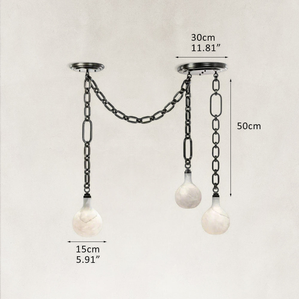 Aether Alabaster Chain Linked 3 Light Pendant Light 12”D