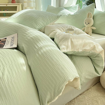 All-Seasons Seersucker Solid Color Comfort Bed Sheet Set