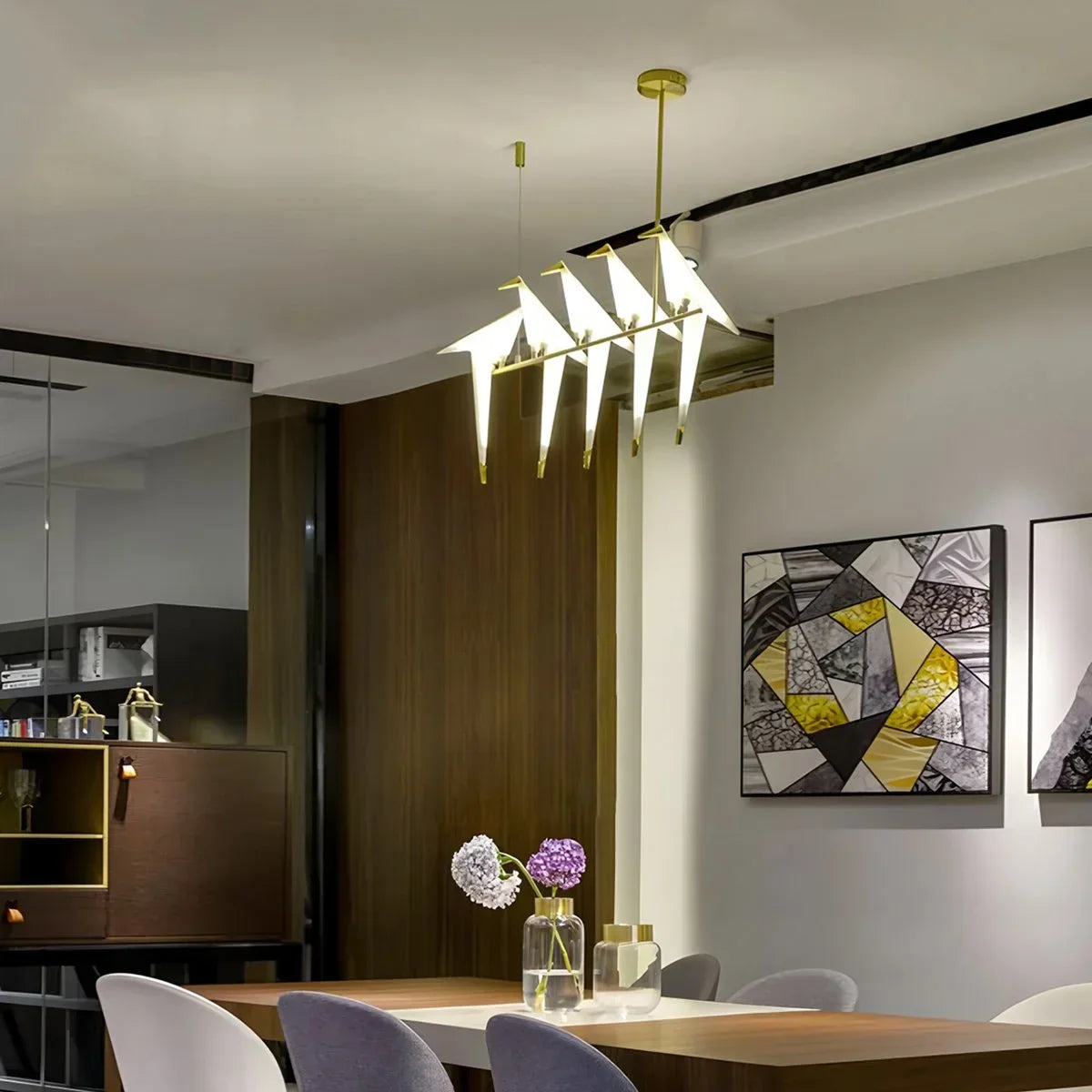 Joyfuzzy Paper Crane Bird Chandelier for Dining Room