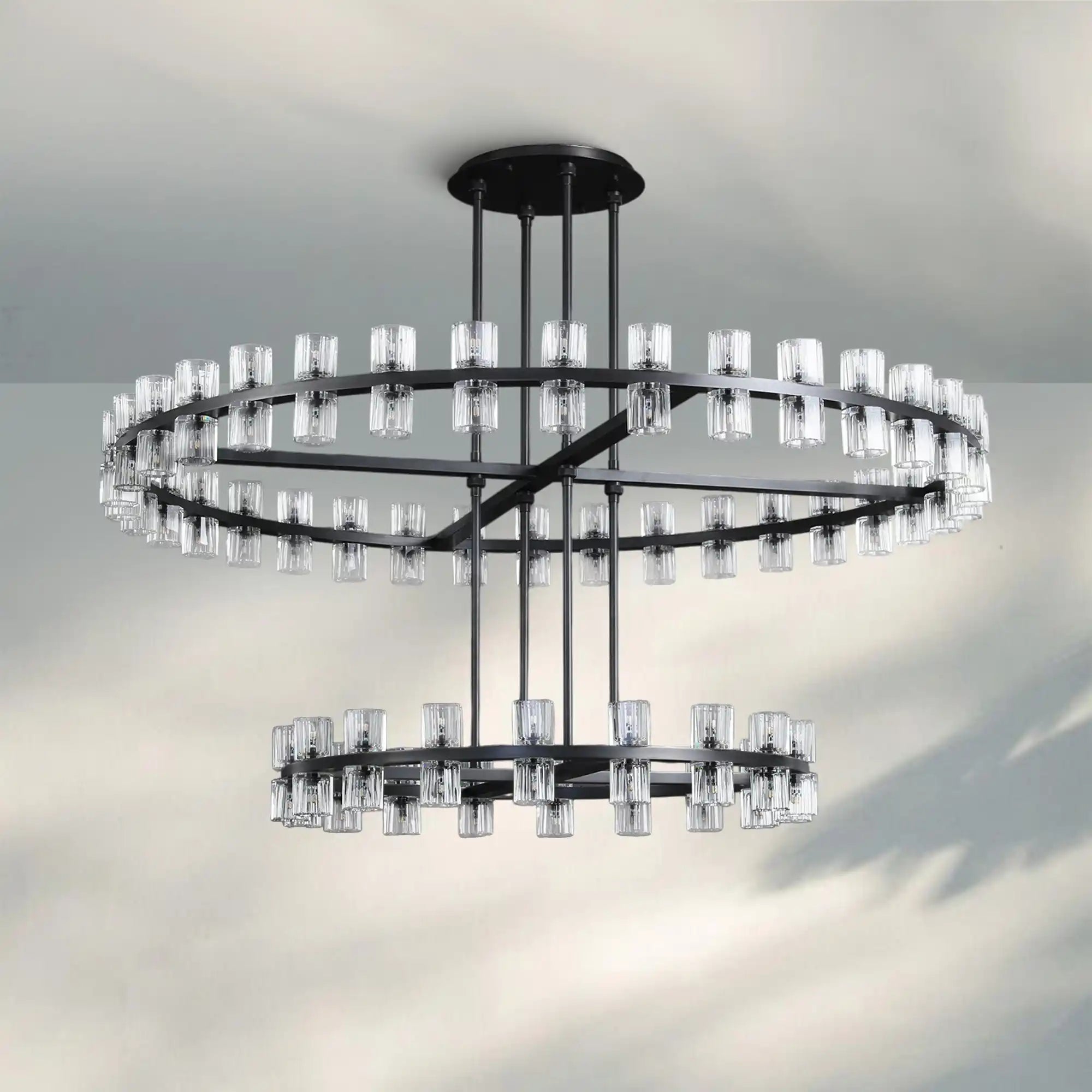 Reger Crystal 2-Tier Round Chandelier 60" for Living Room