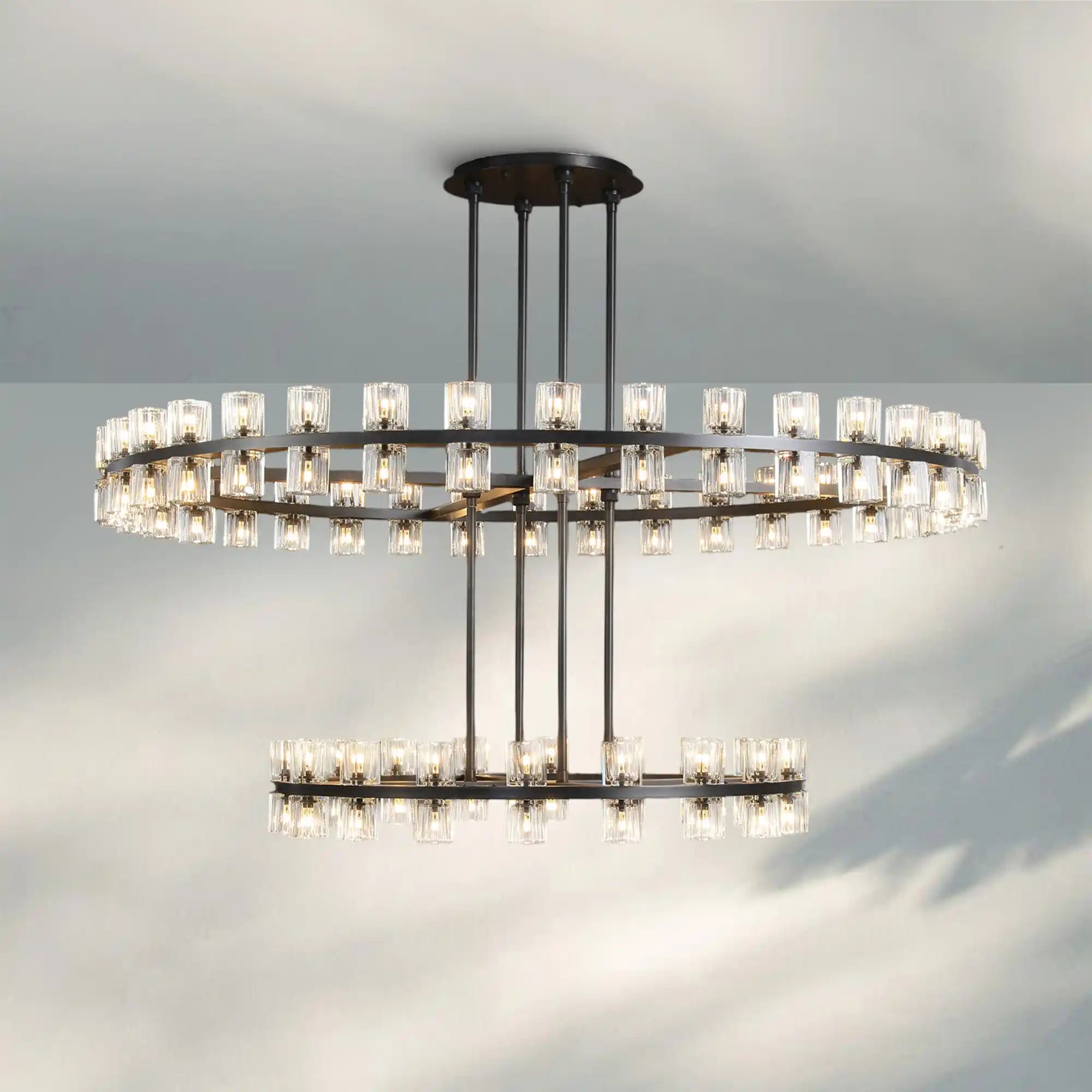 Reger Crystal 2-Tier Round Chandelier 60" for Living Room