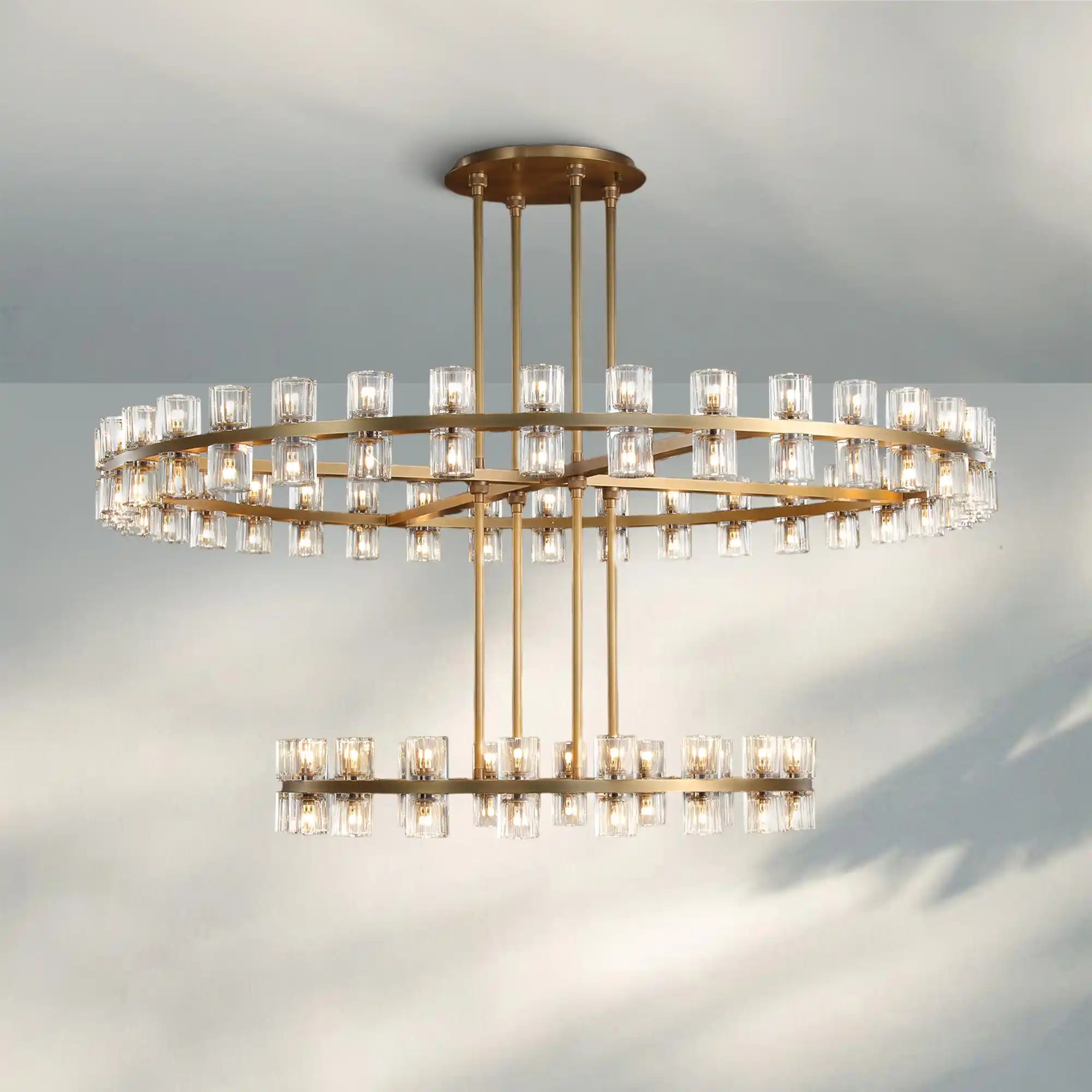 Reger Crystal 2-Tier Round Chandelier 60" for Living Room