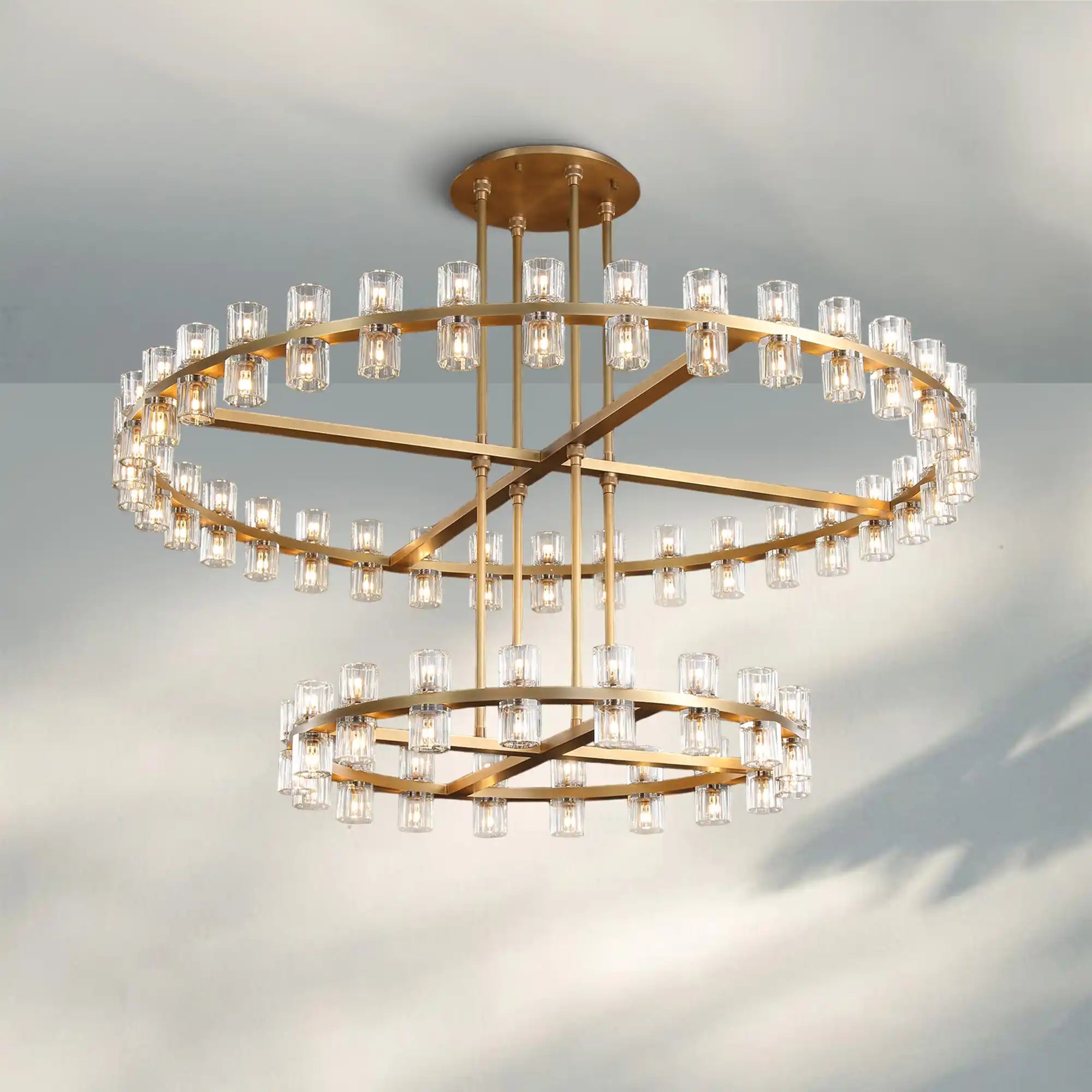 Reger Crystal 2-Tier Round Chandelier 60" for Living Room