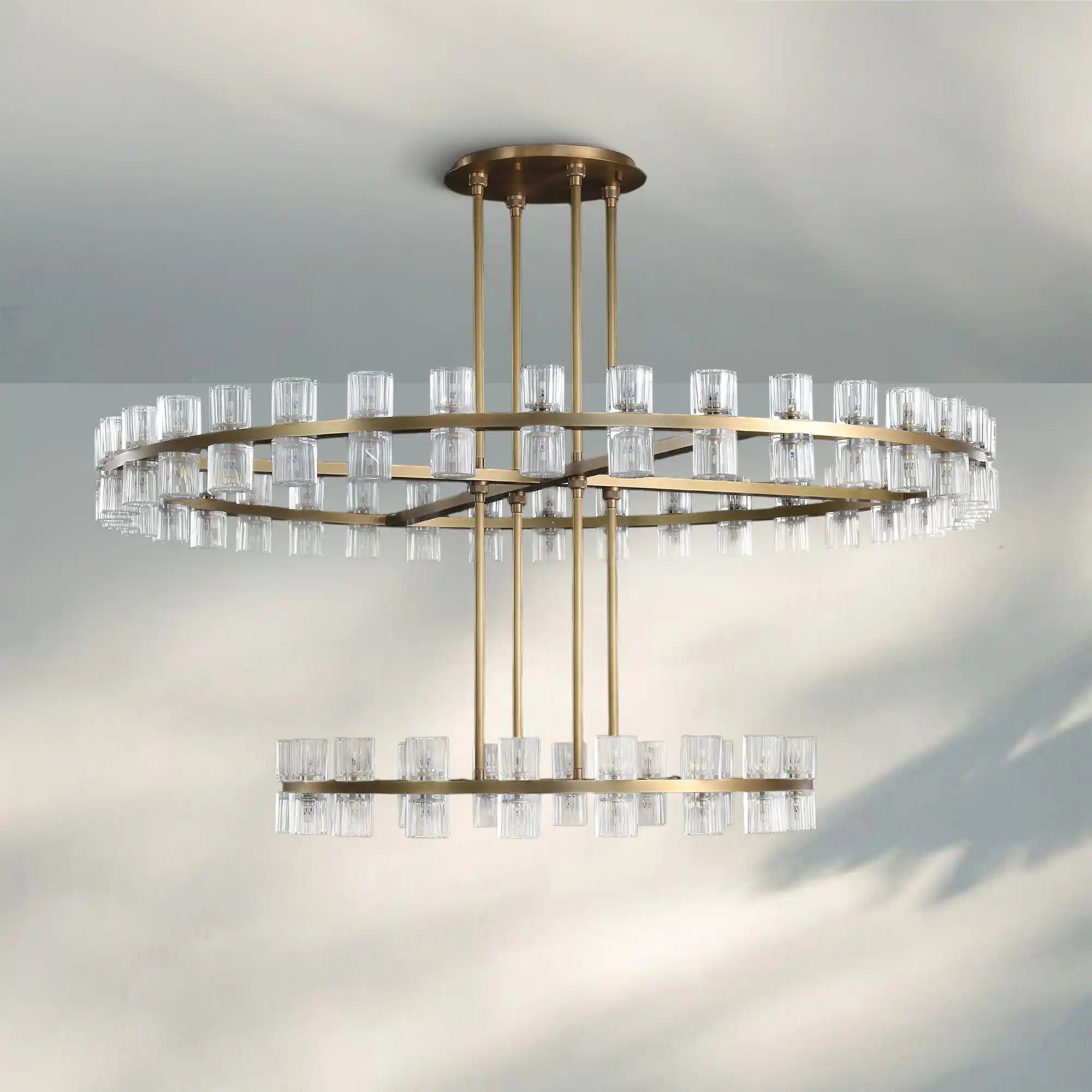 Reger Crystal 2-Tier Round Chandelier 60" for Living Room
