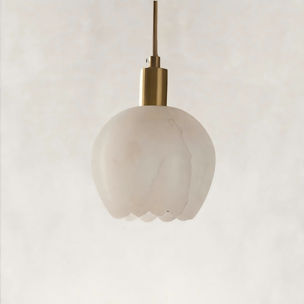 Aura Bloom Natural Alabaster Flower 1-Light Pendant 6“H