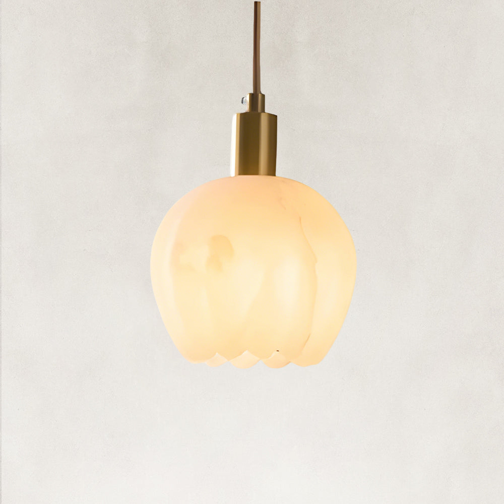 Aura Bloom Natural Alabaster Flower 1-Light Pendant 6“H