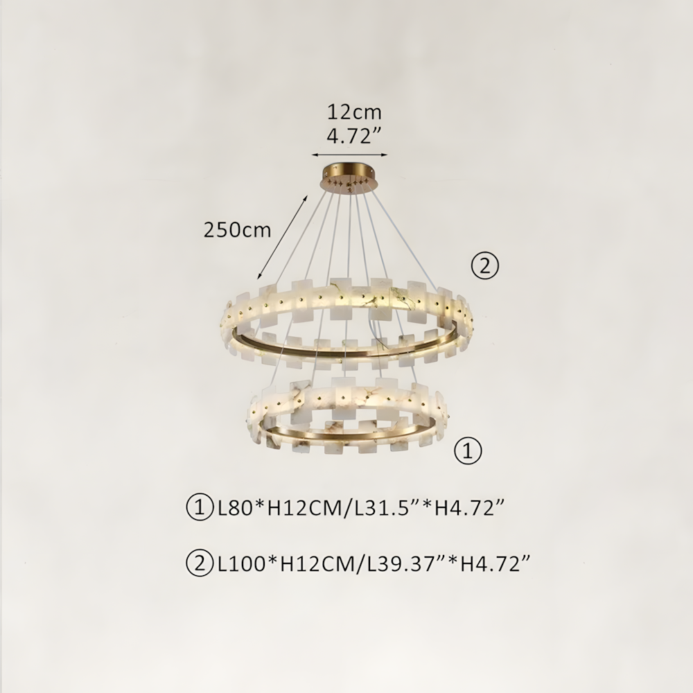 Aurelion Halo Alabaster 2-Tier Chandelier 40"D