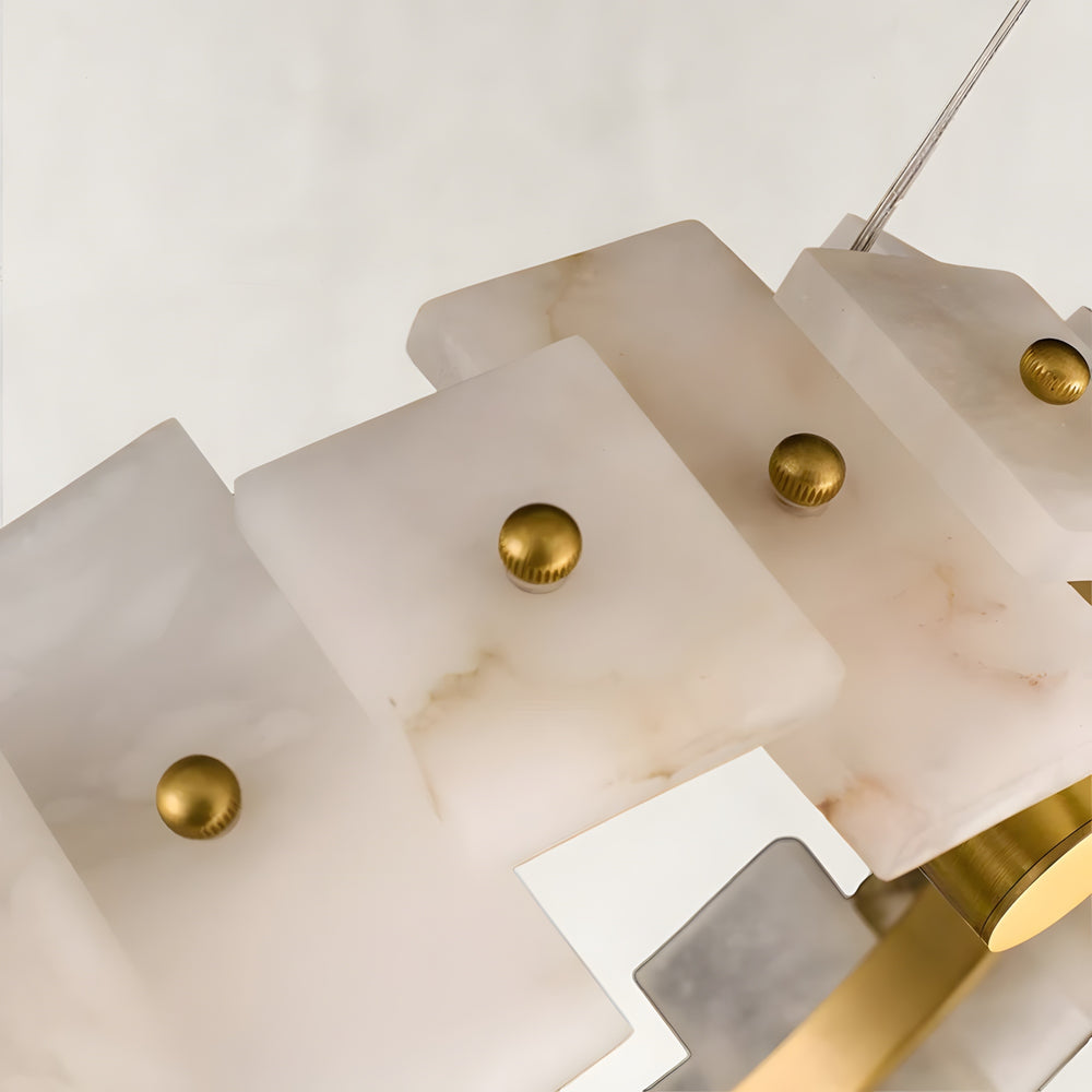 Aurelion Halo Alabaster 2-Tier Chandelier 40"D