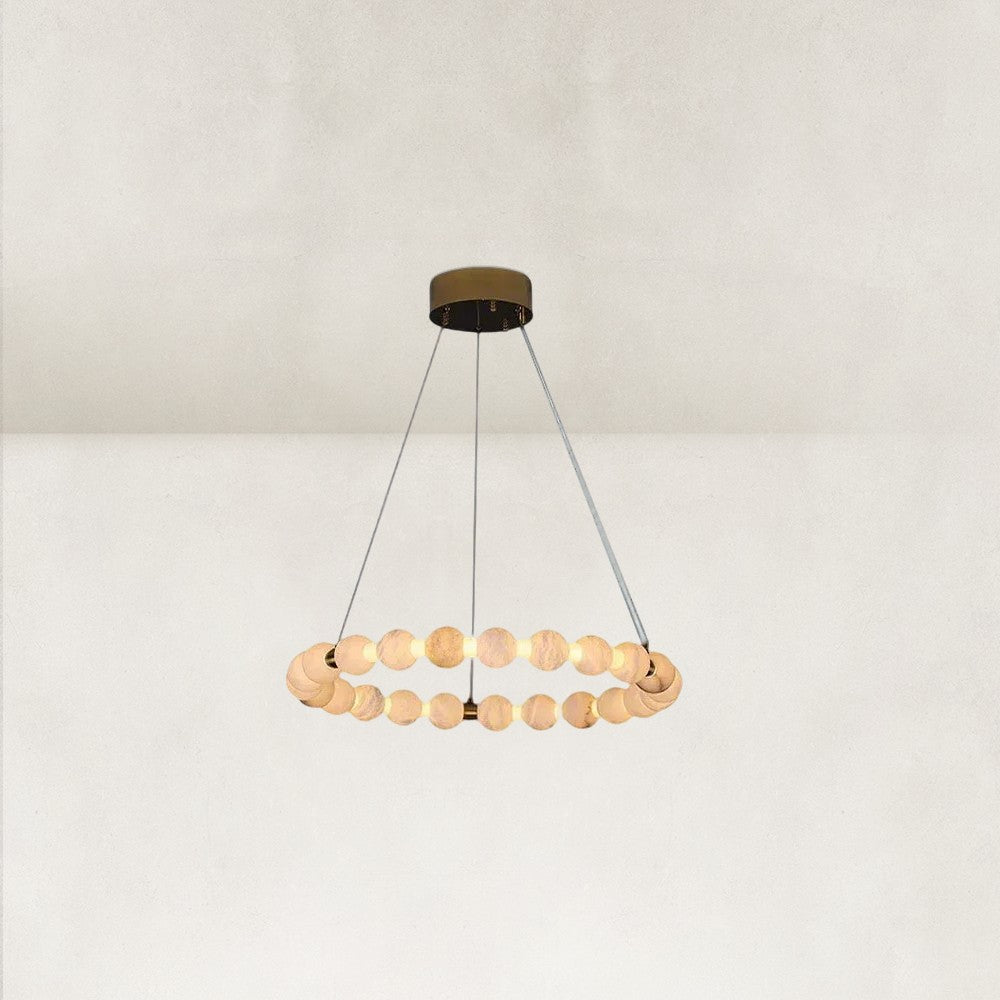 Pearl Single Circle Alabaster Chandelier 24"D