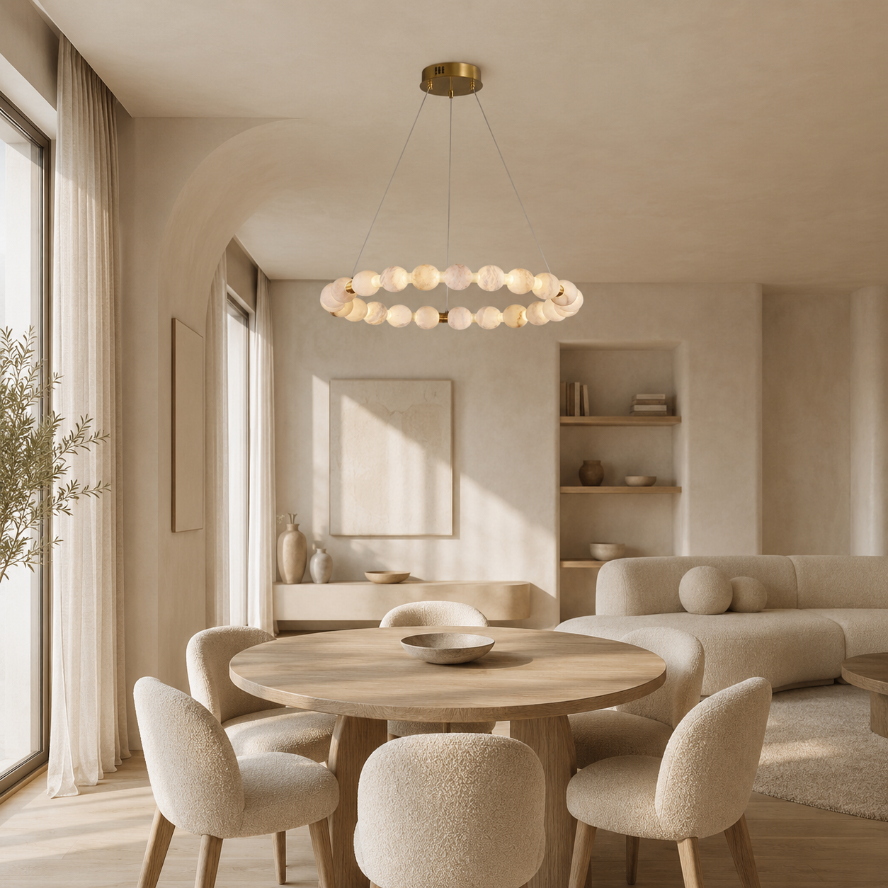 Pearl Single Circle Alabaster Chandelier