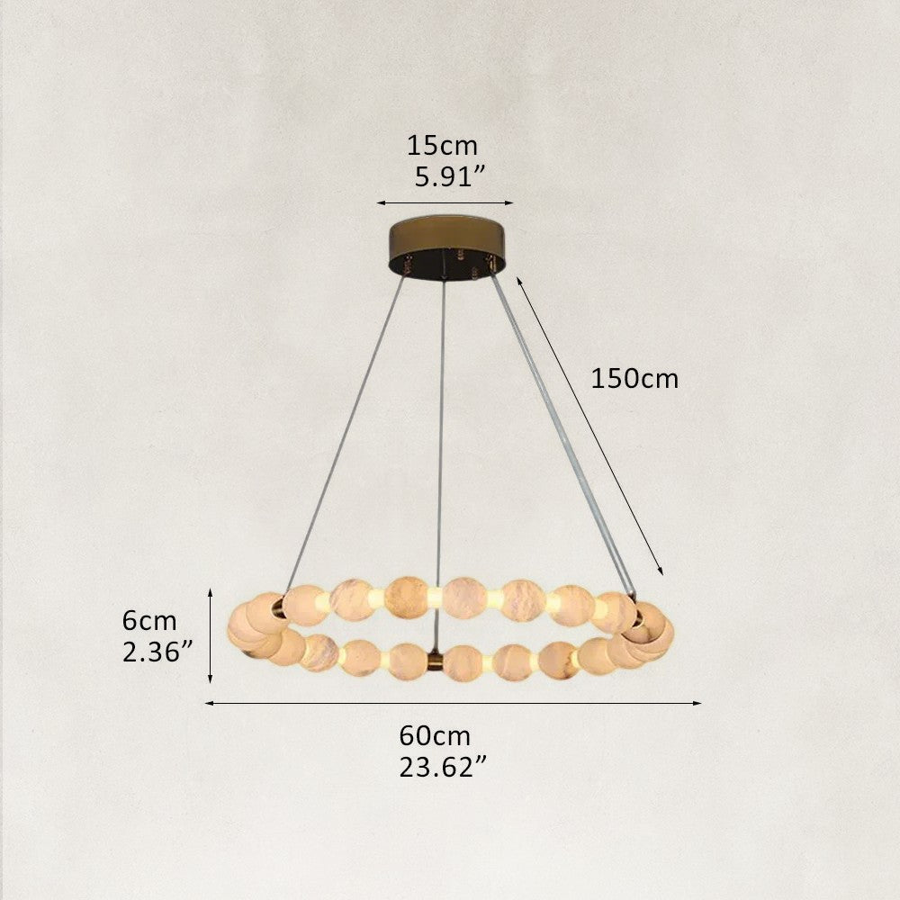 Pearl Single Circle Alabaster Chandelier 24"D