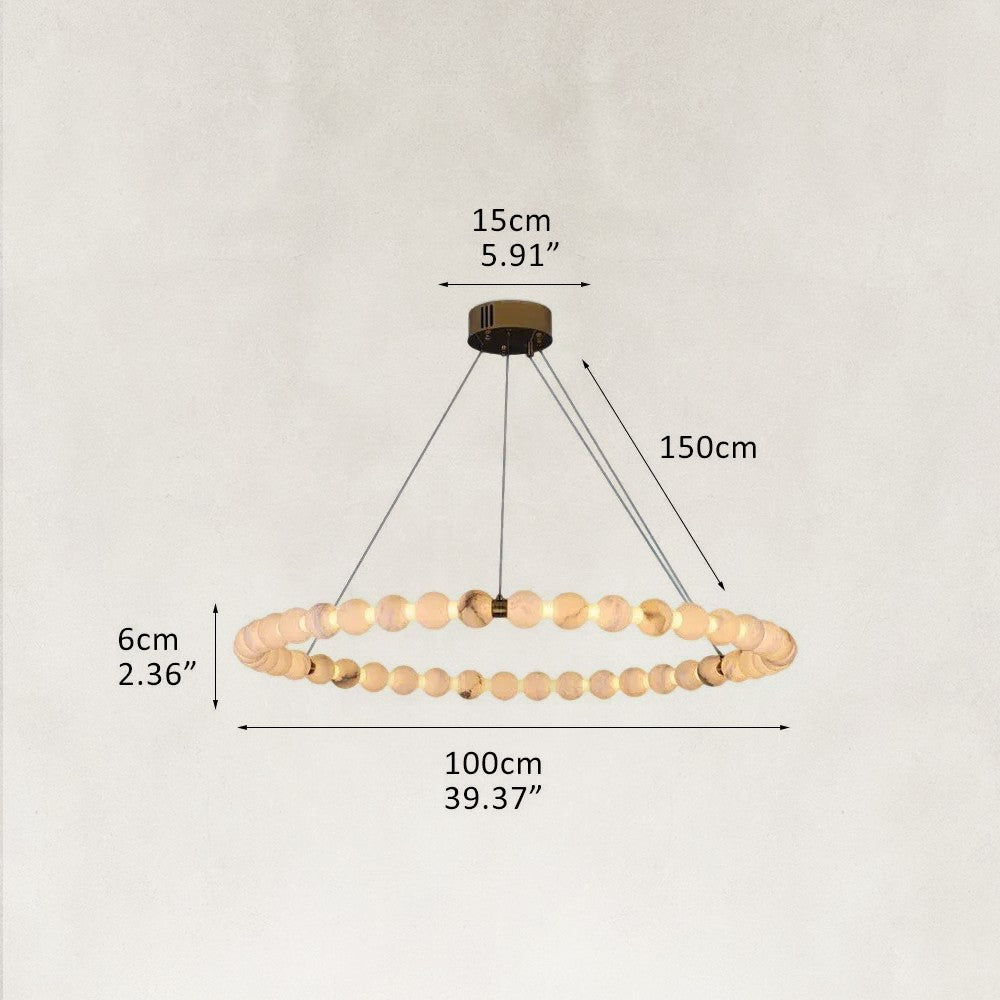 Pearl Single Circle Alabaster Chandelier