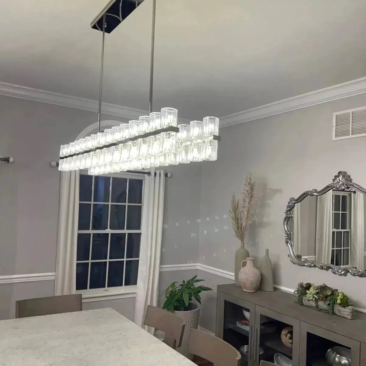 Arcachen Crystal Rectangular Chandelier 72"