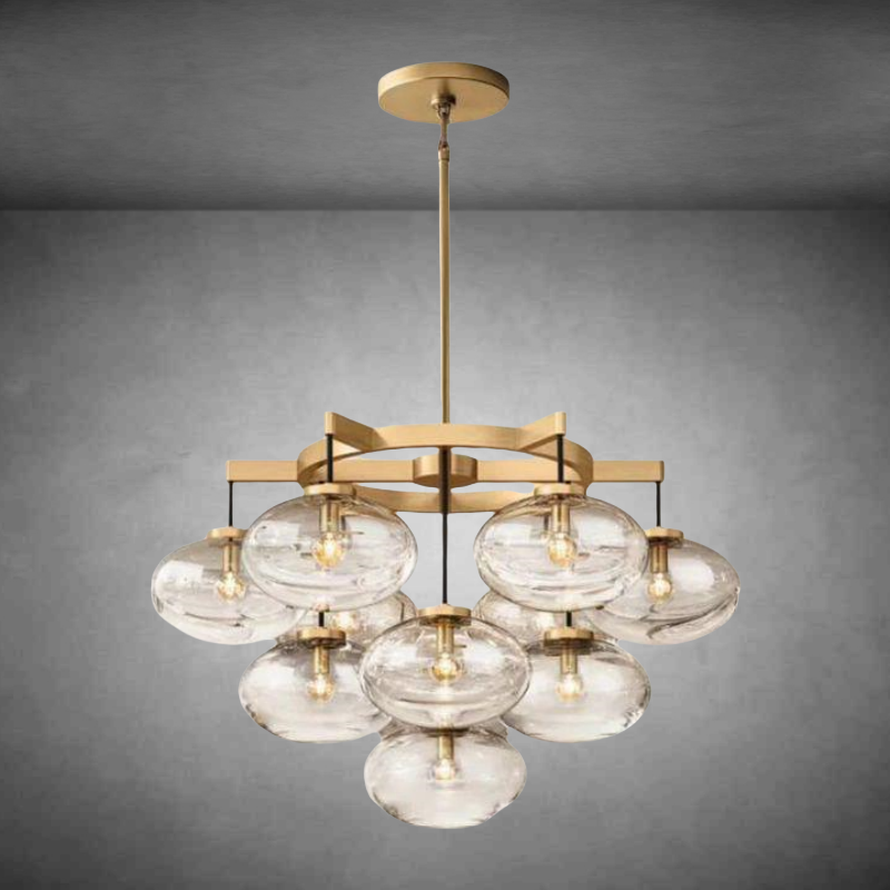 Cabfz Clear Glass Round Chandelier 36"