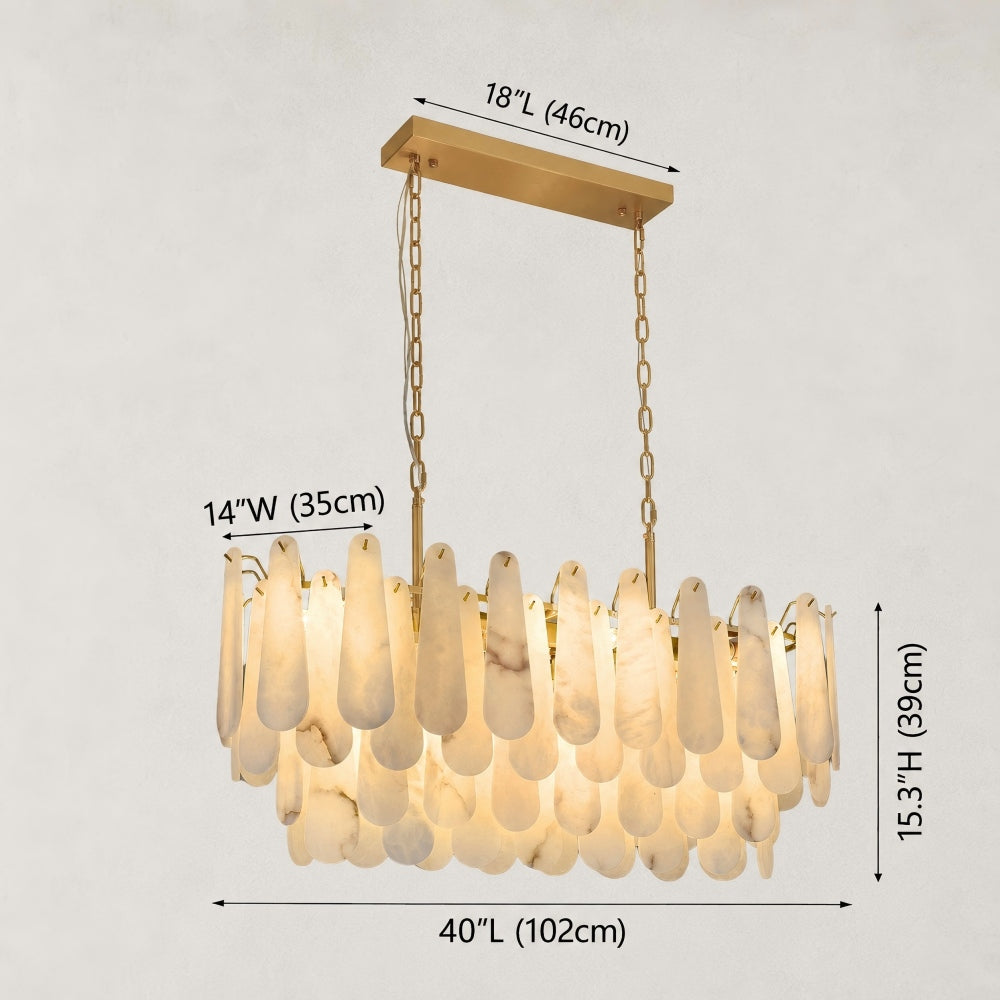 Cala Alabaster Rectangular Chandelier 40"