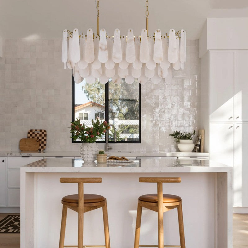 Cala Alabaster Rectangular Chandelier 40"