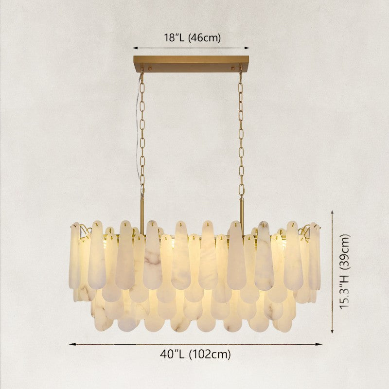 Cala Alabaster Rectangular Chandelier 40"