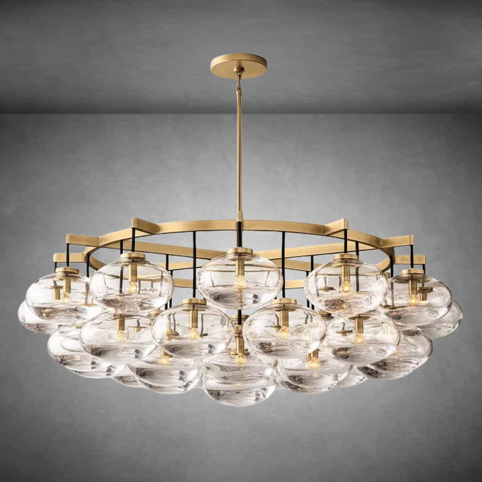 Cabfz Clear Glass Round Chandelier 60"