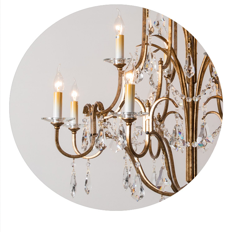 Caspian Vintage Candle Art Brass Chandelier For Living Room-Joyfuzzy