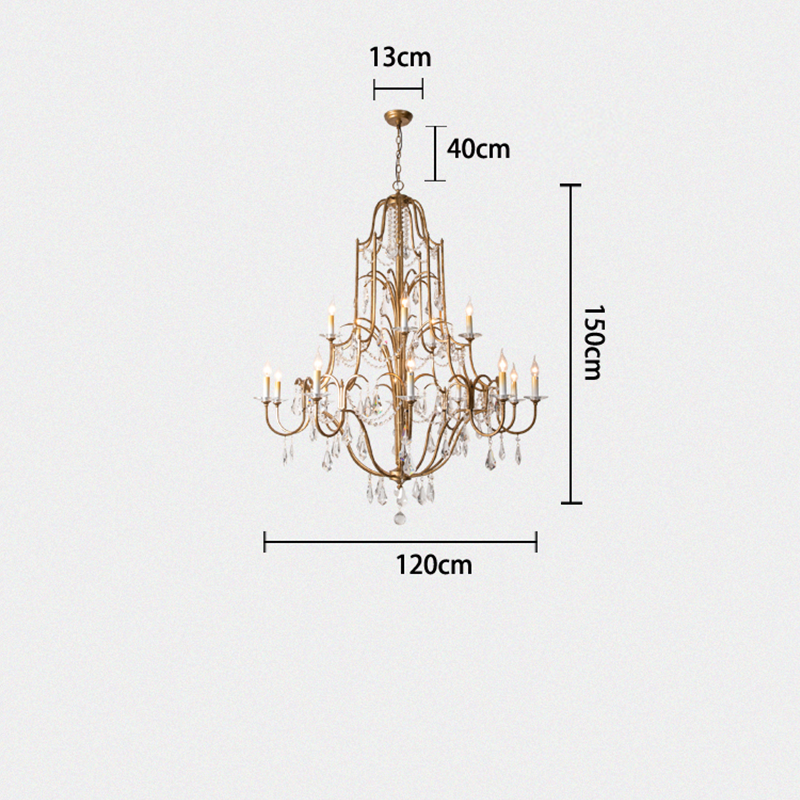 Caspian Vintage Candle Art Brass Chandelier For Living Room-Joyfuzzy