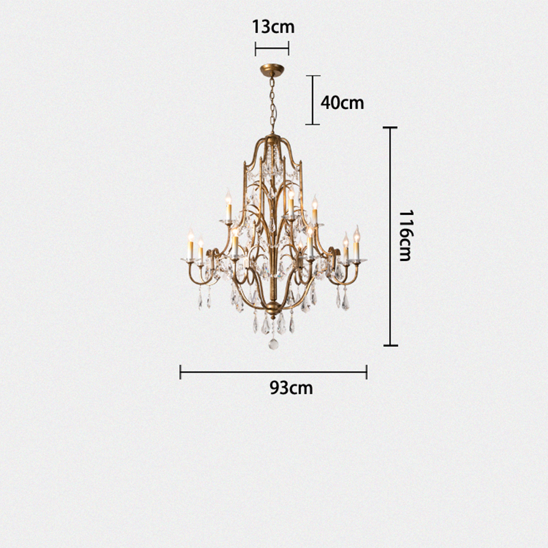Caspian Vintage Candle Art Brass Chandelier For Living Room-Joyfuzzy