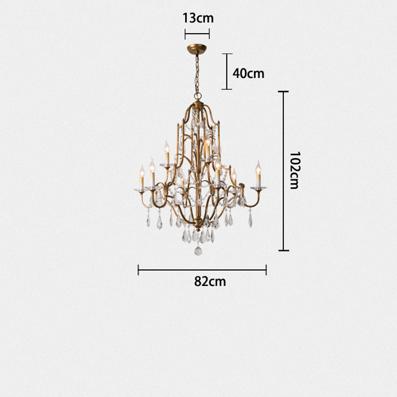Caspian Vintage Candle Art Brass Chandelier For Living Room-Joyfuzzy