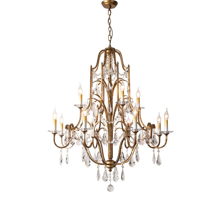 Caspian Vintage Candle Art Brass Chandelier For Living Room-Joyfuzzy
