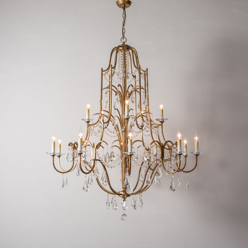 Caspian Vintage Candle Art Brass Chandelier For Living Room-Joyfuzzy