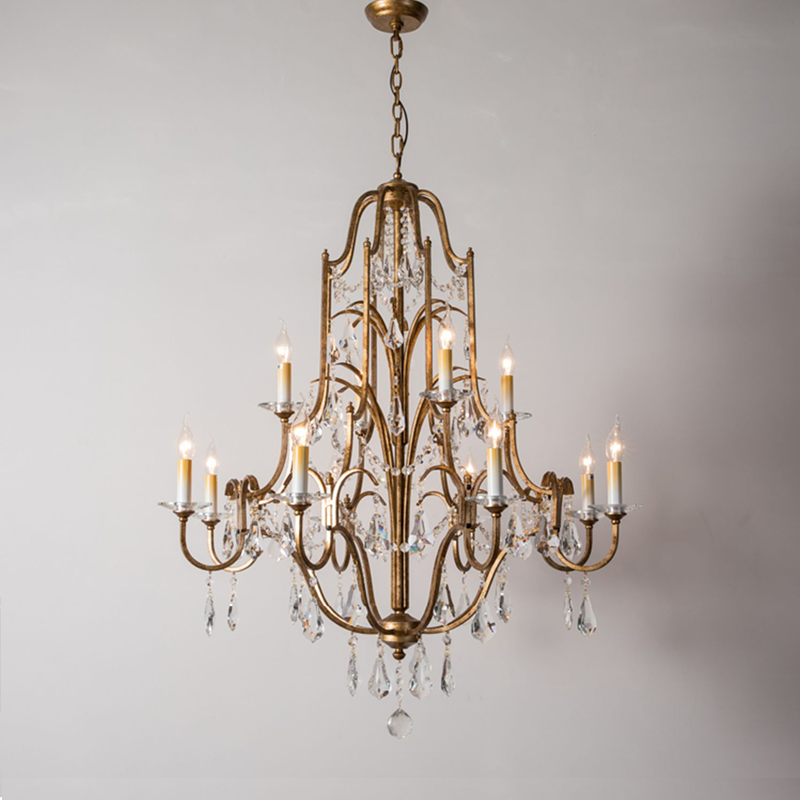 Caspian Vintage Candle Art Brass Chandelier For Living Room-Joyfuzzy