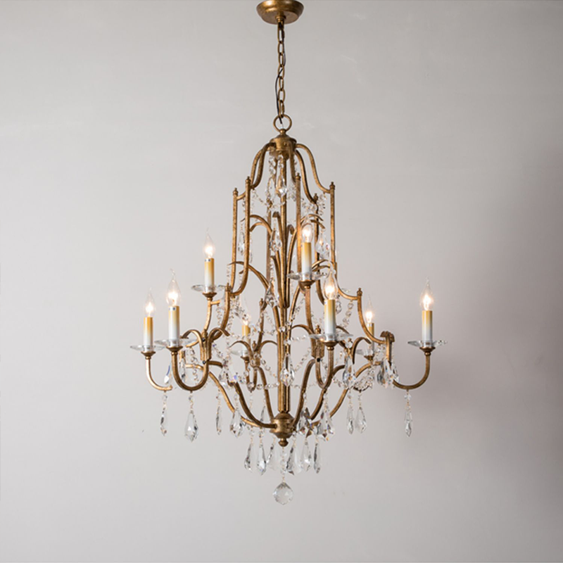 Caspian Vintage Candle Art Brass Chandelier For Living Room-Joyfuzzy