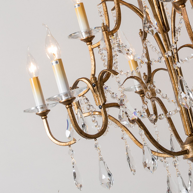 Caspian Vintage Candle Art Brass Chandelier For Living Room-Joyfuzzy
