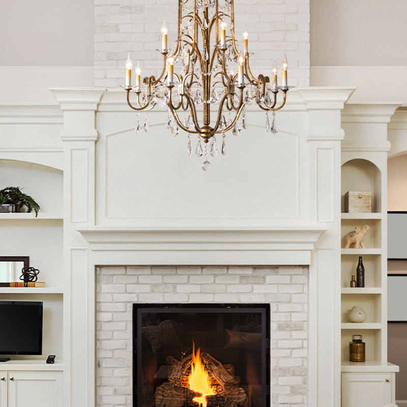 Caspian Vintage Candle Art Brass Chandelier For Living Room-Joyfuzzy