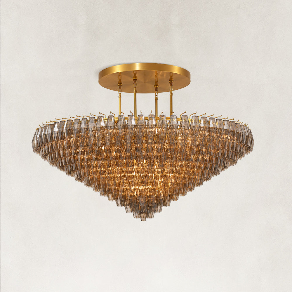 Tharra Smoke Glass Tiered Round Chandelier