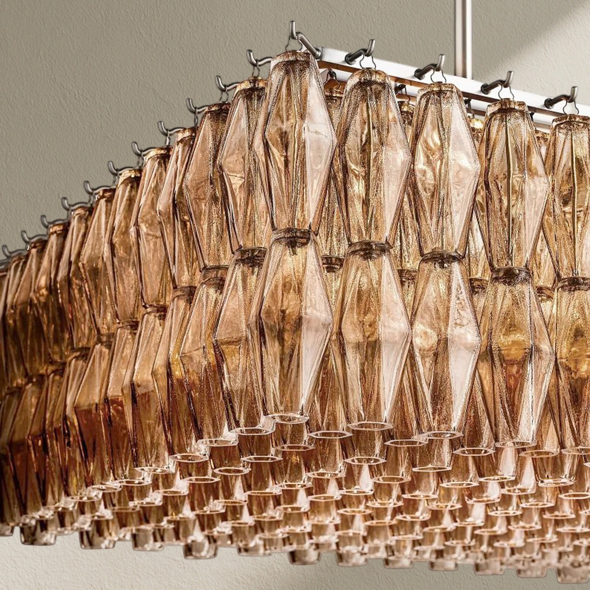 CHRAFZ Glass Rectangular Chandelier 74"