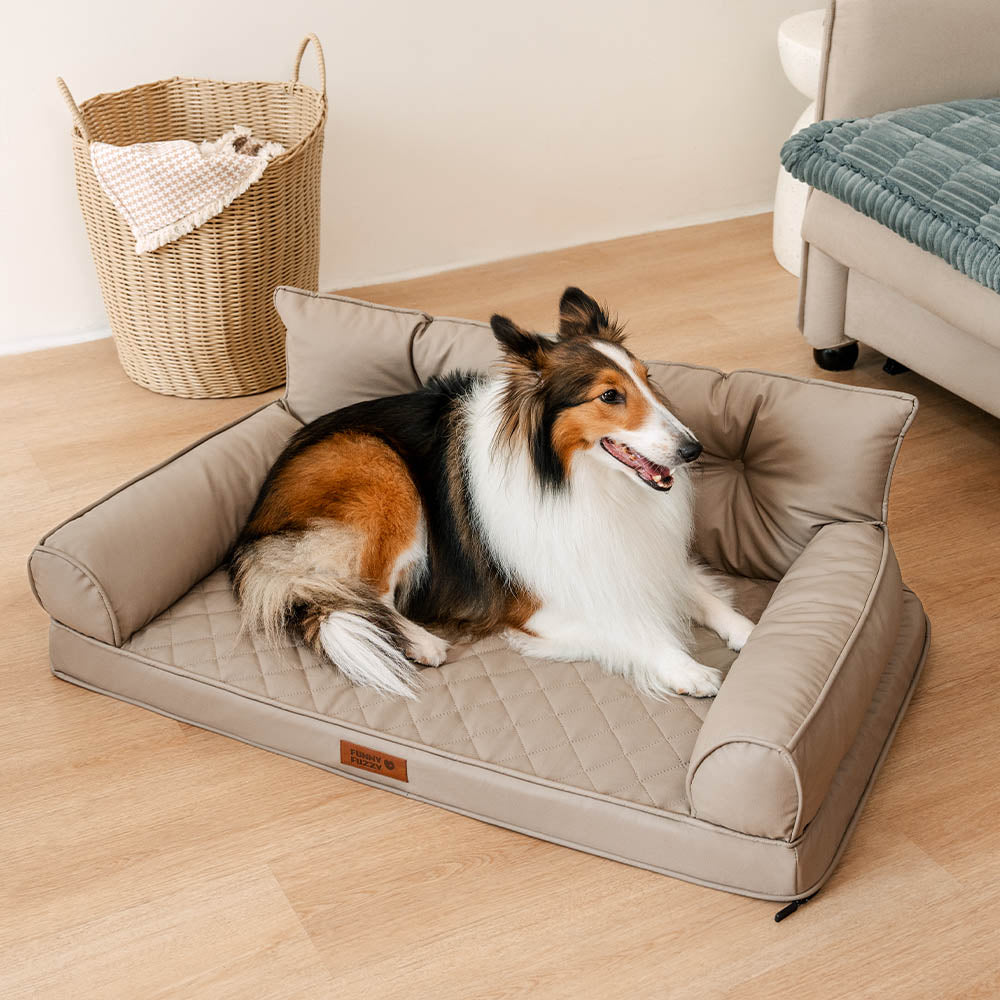 Luxe Faux Leather Foldable Orthopedic Large Dog Bed - CoreLounge