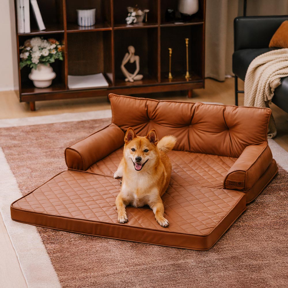 Luxe Faux Leather Foldable Orthopedic Large Dog Bed - CoreLounge