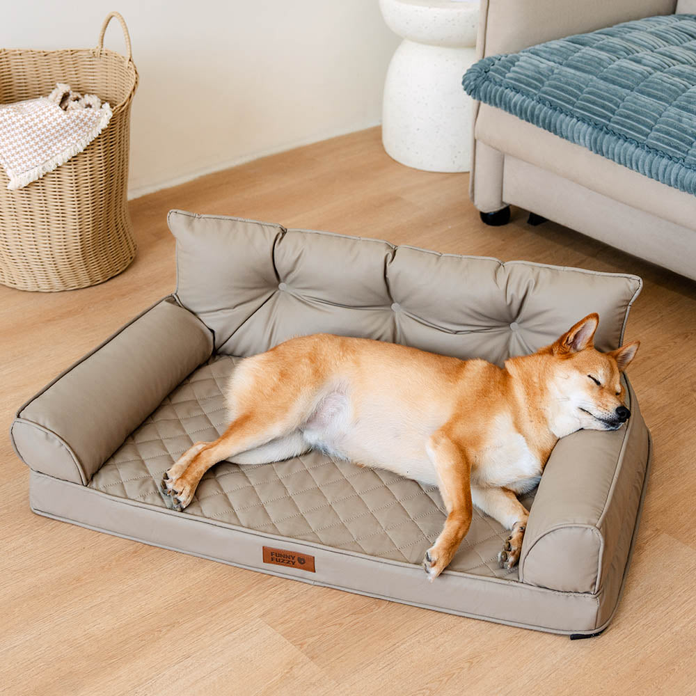 Luxe Faux Leather Foldable Orthopedic Large Dog Bed - CoreLounge
