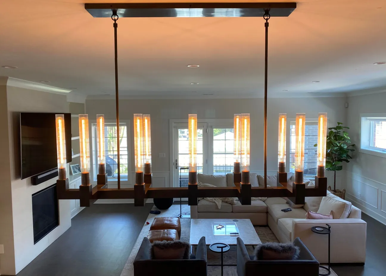 Cannfz Glass Linear Chandelier 55"
