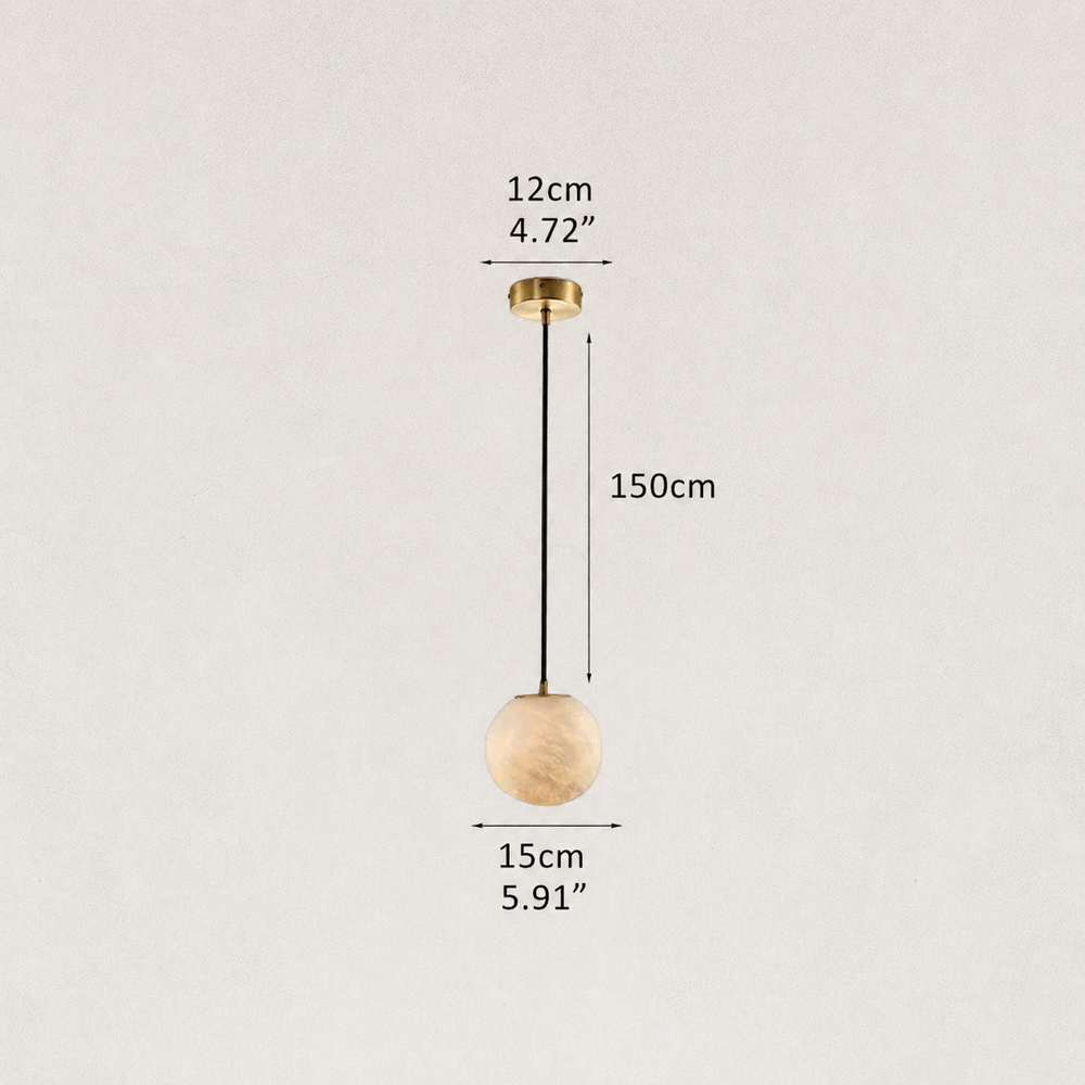 Cove Modern Natural Alabaster Single Globe Pendant Light 6"D