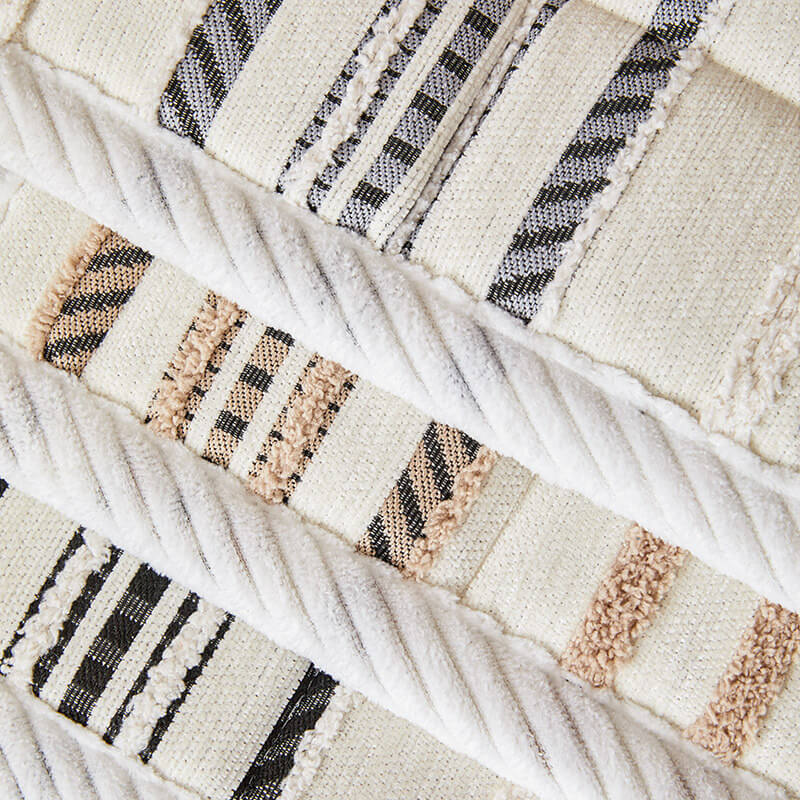 Cozy Chenille Striped Plush Sofa Protector Pet Mat Non-slip Couch Cover