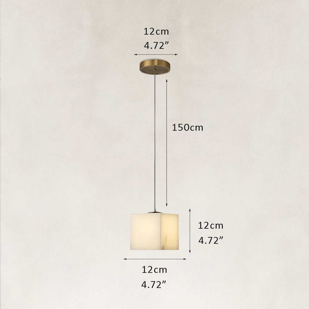 Nura Cube Natural Alabaster 1 Light Pendant 4.7"D
