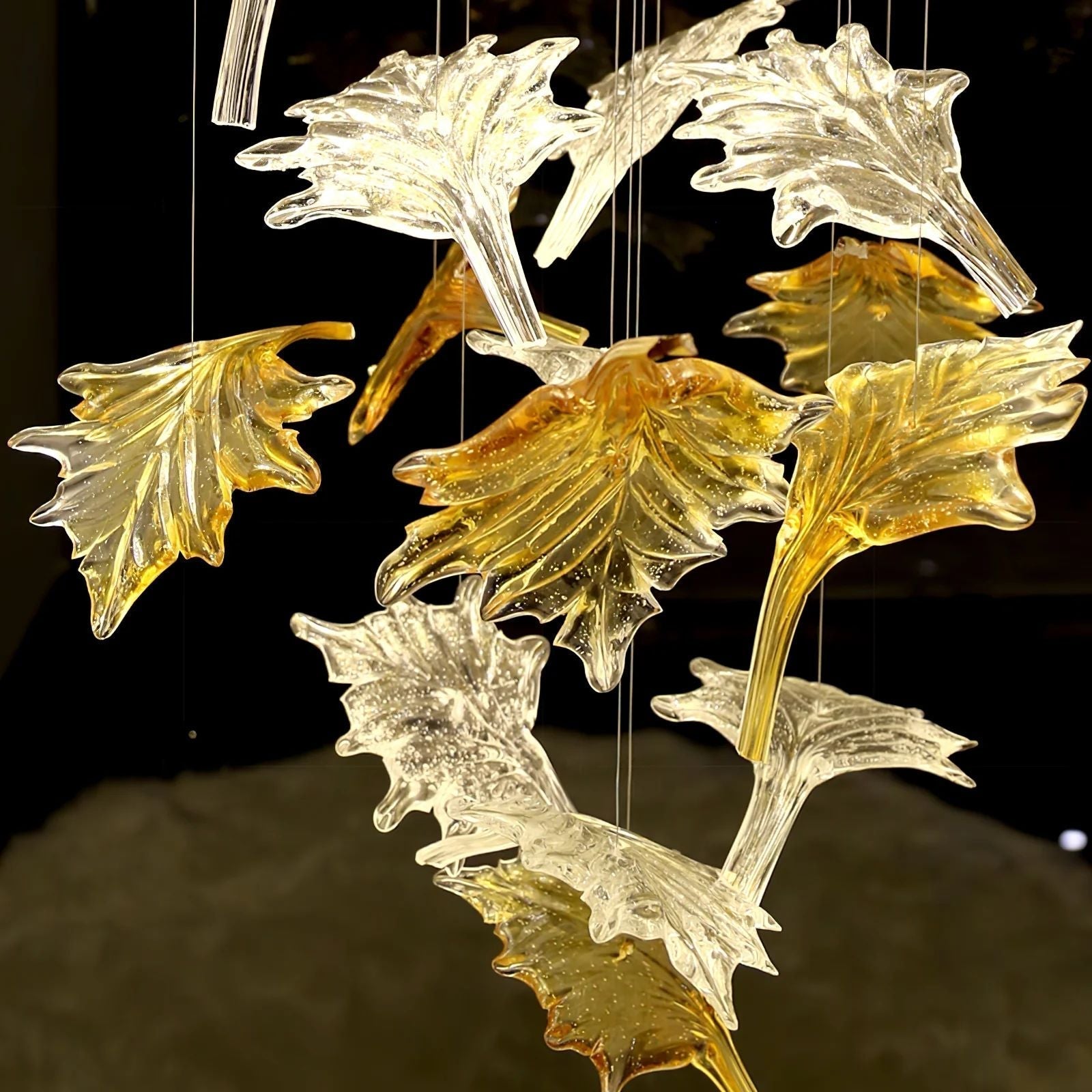 Multicolor Maple Leaf Art Glass Chandelier-Joyfuzzy