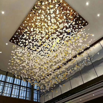 Multicolor Maple Leaf Art Glass Chandelier-Joyfuzzy