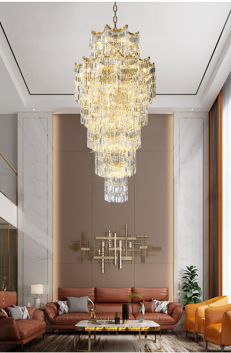Elegant Crystal Chandelier for Duplex Villas-Joyfuzzy