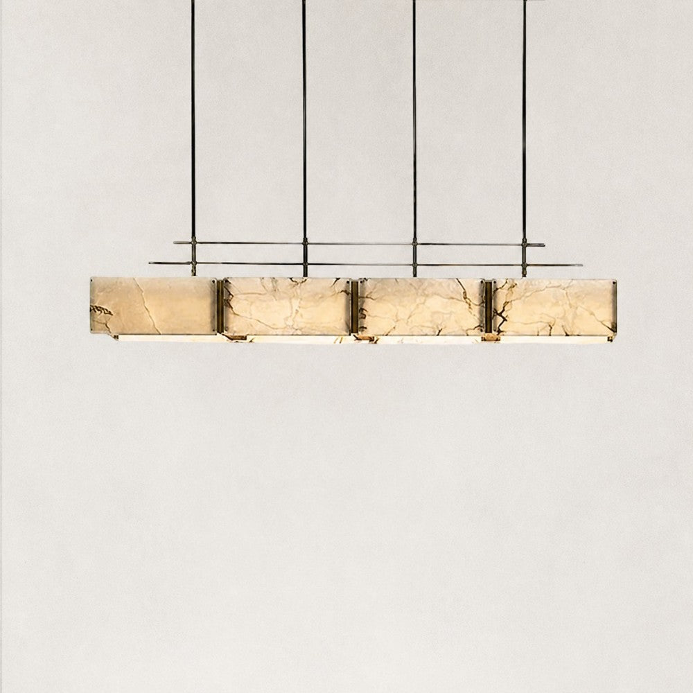 Elena Natural Alabaster Linear chandelier 59"L