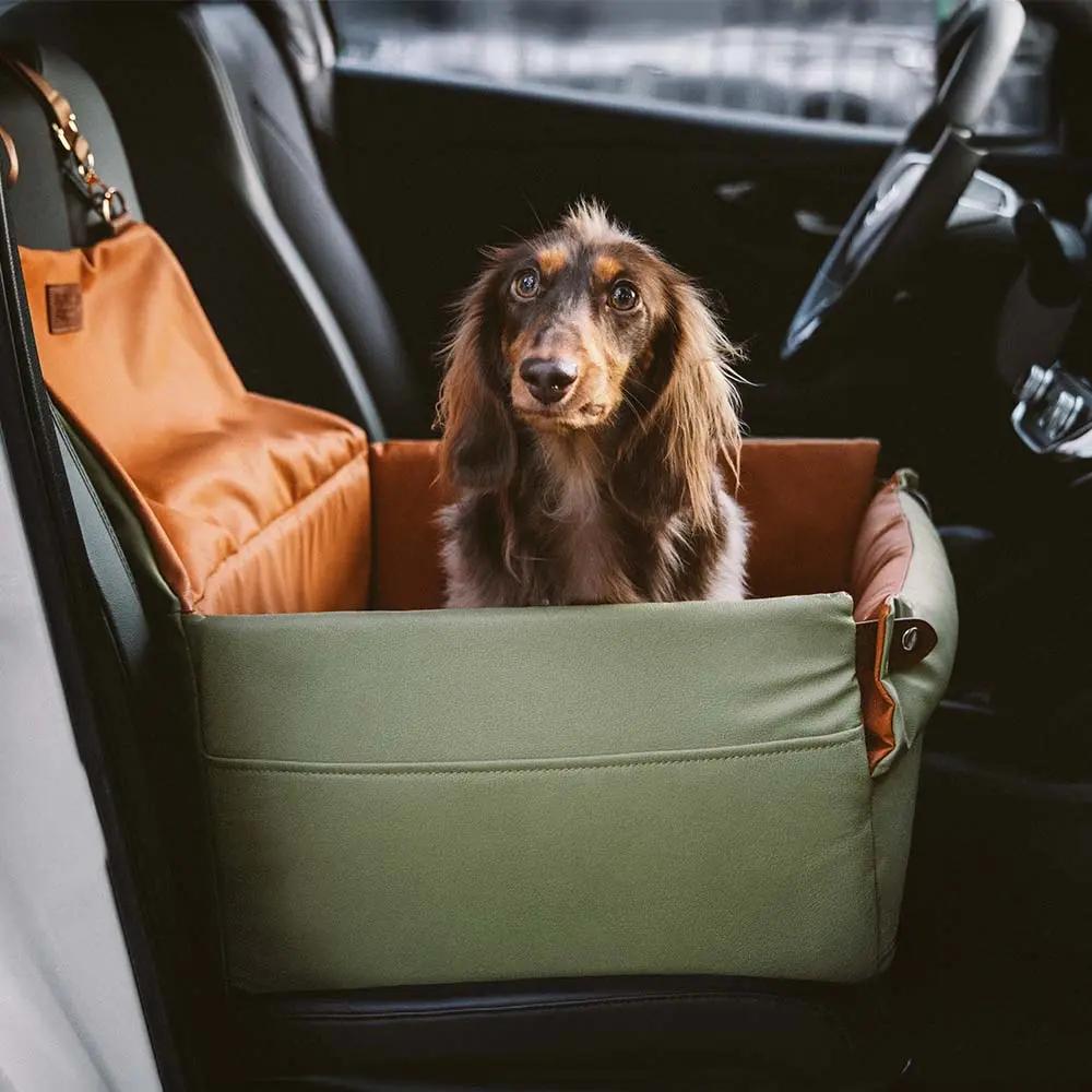 Elevated Faux Leather Deluxe Dog Car Seat Booster Bed - Urban Voyager