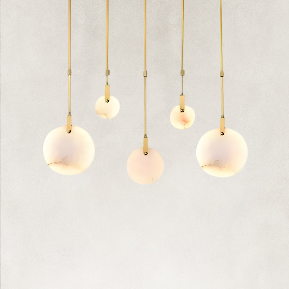 Ethereal Natural Alabaster Globe 5-Light Linear Pendant