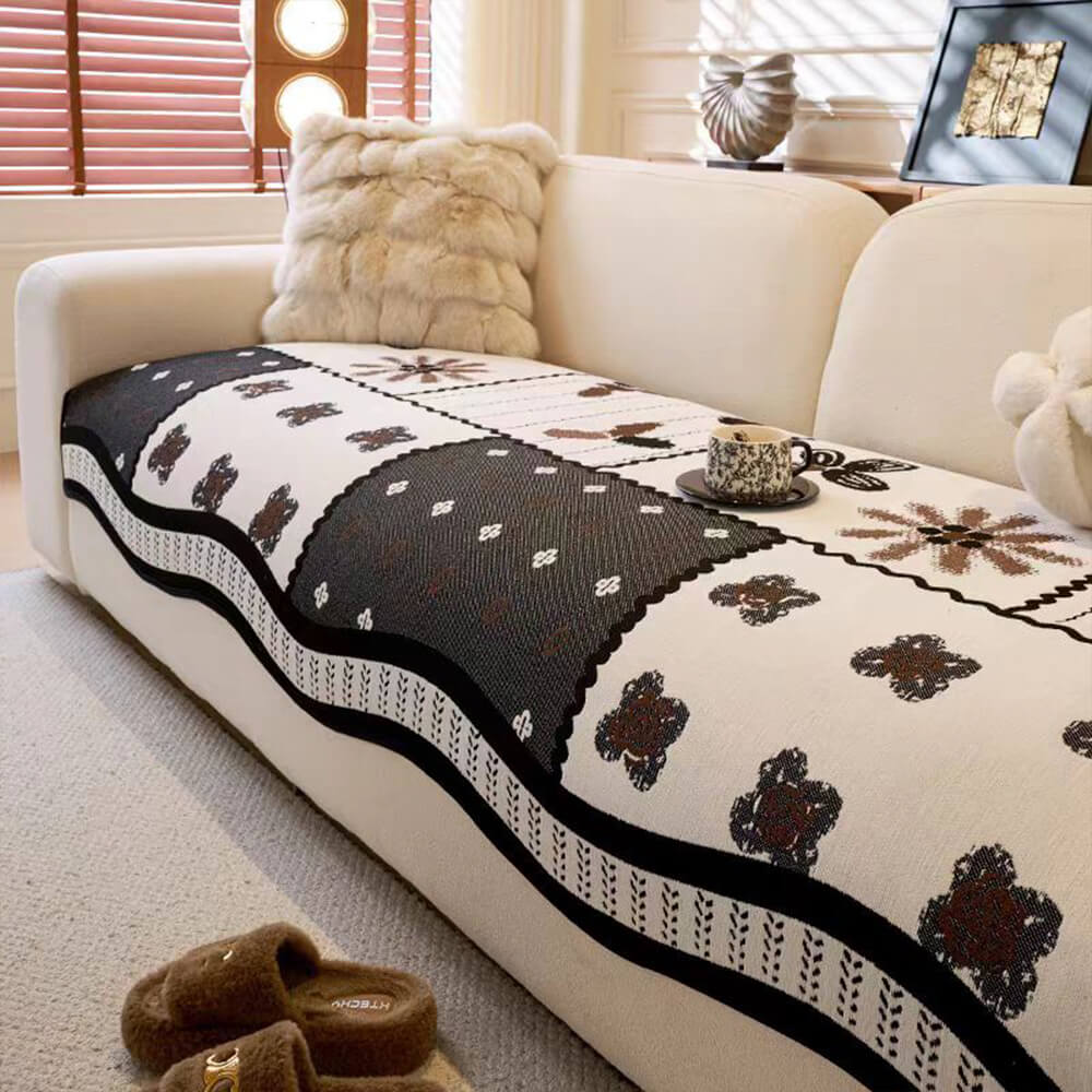 Chenille Scratch-resistant Fabric Pastoral Style  Irregular Shaped Non-slip Couch Cover