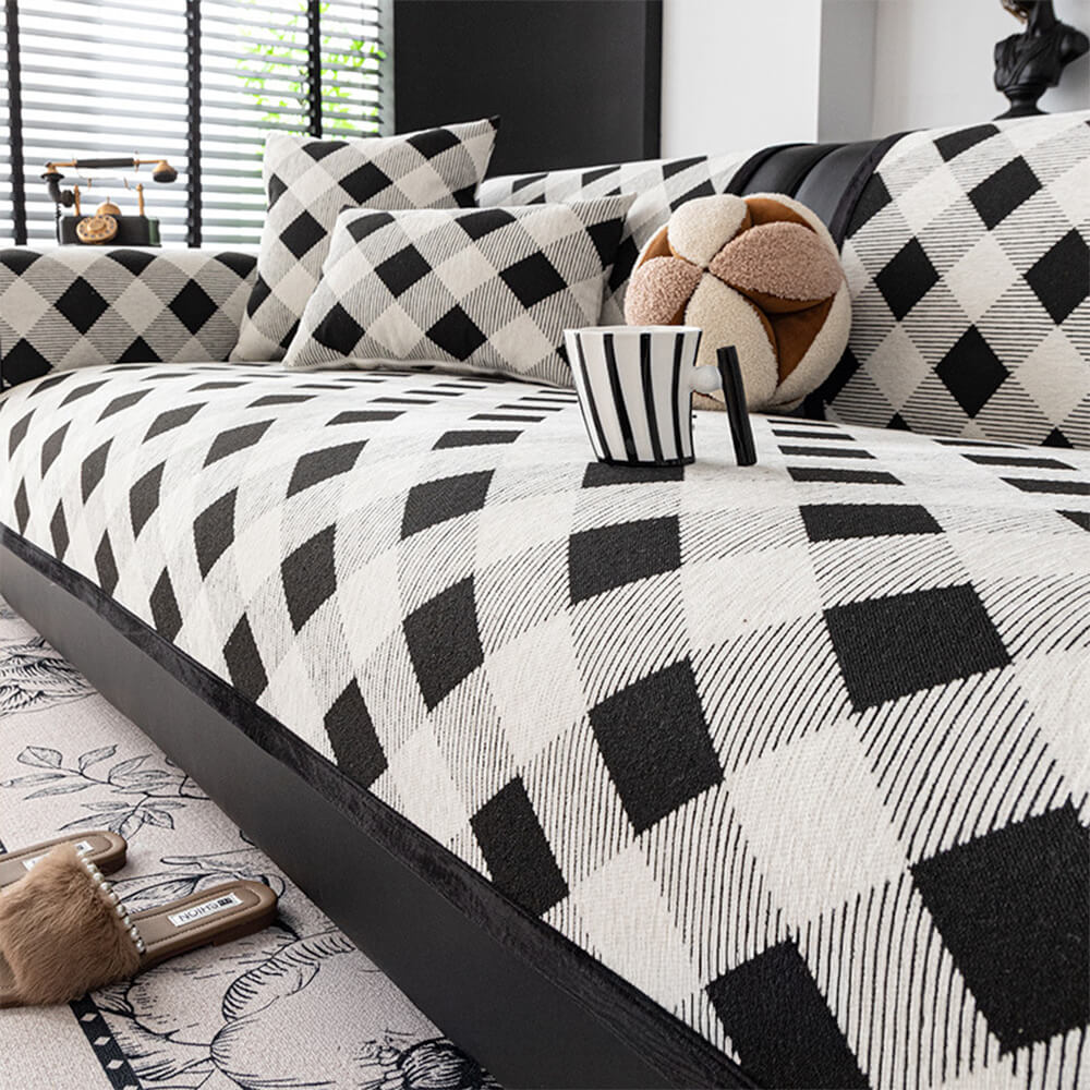 Diamond Chenille Scratch-resistant Sofa Protection Non-slip Couch Cover